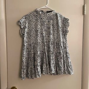 Shein black and white shirt sleeve top